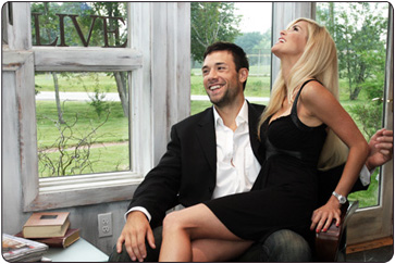 Man and woman enjoying the interior space at the salon